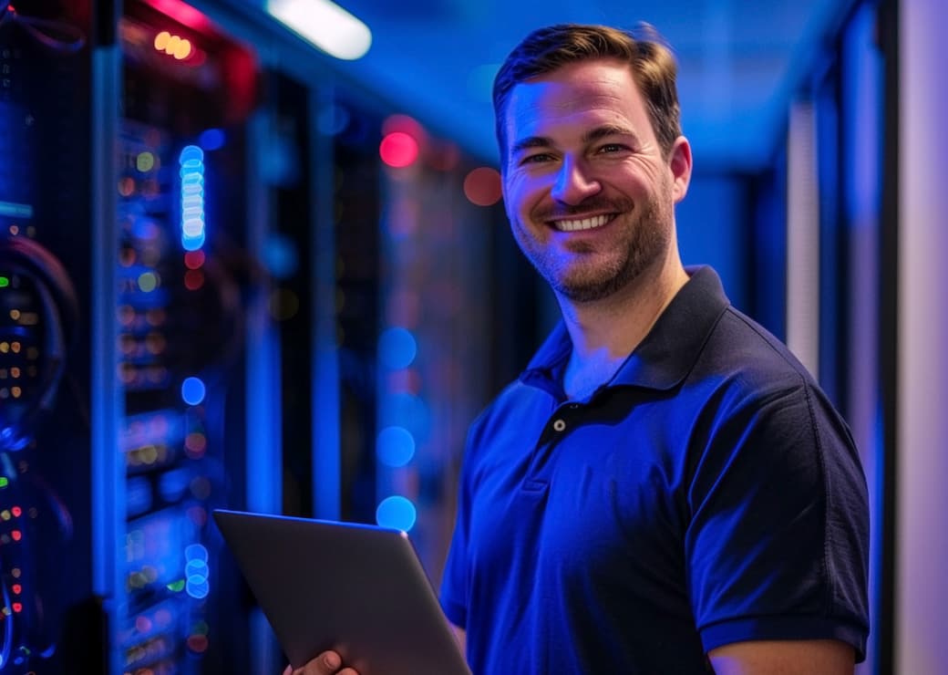 Man holding tablet investigating it infrastructure services